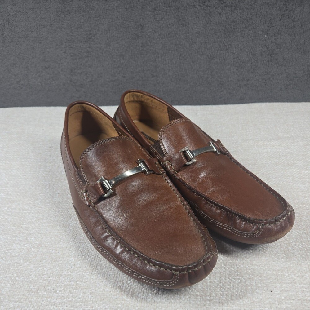 Clarks Men's Loafer 10.5 Brown Leather Driving Moccasins Horsebit Old Money Shoe